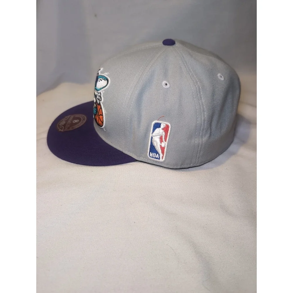 Mitchell & Ness Charlotte Hornets NBA Fitted Hat Purple/Gray Sz 8